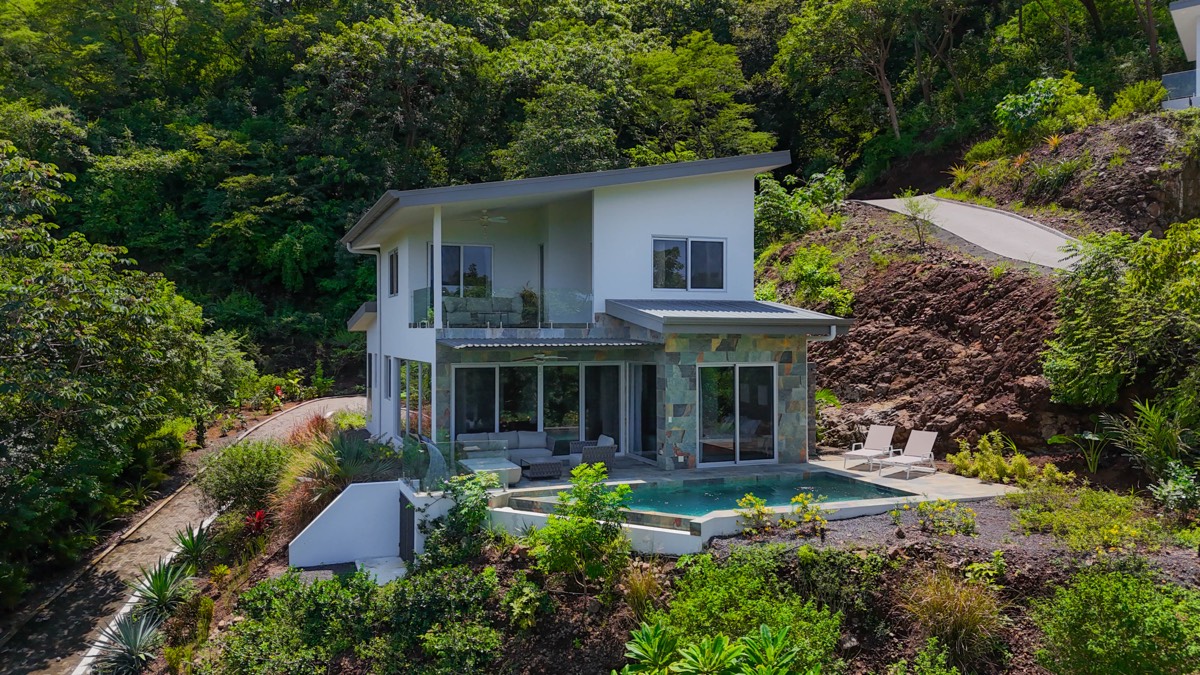 Home on the hills above Playas del Coco with the bay beyond