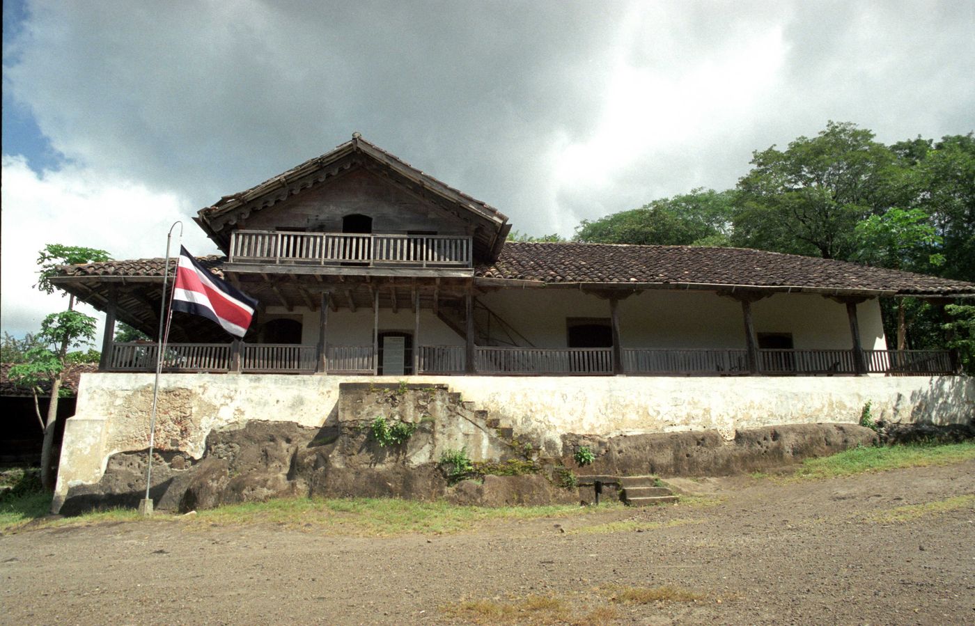 Wooden colonial casona of Hacienda Santa Rosa in Guanacaste photographed in 1999 before the fire