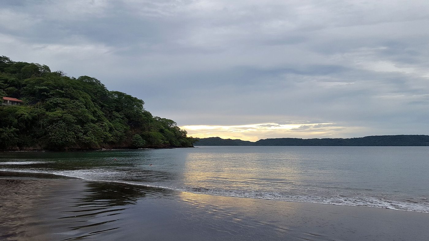 Panoramic view over Bahia Culebra and the Papagayo coastline in Guanacaste, Costa Rica