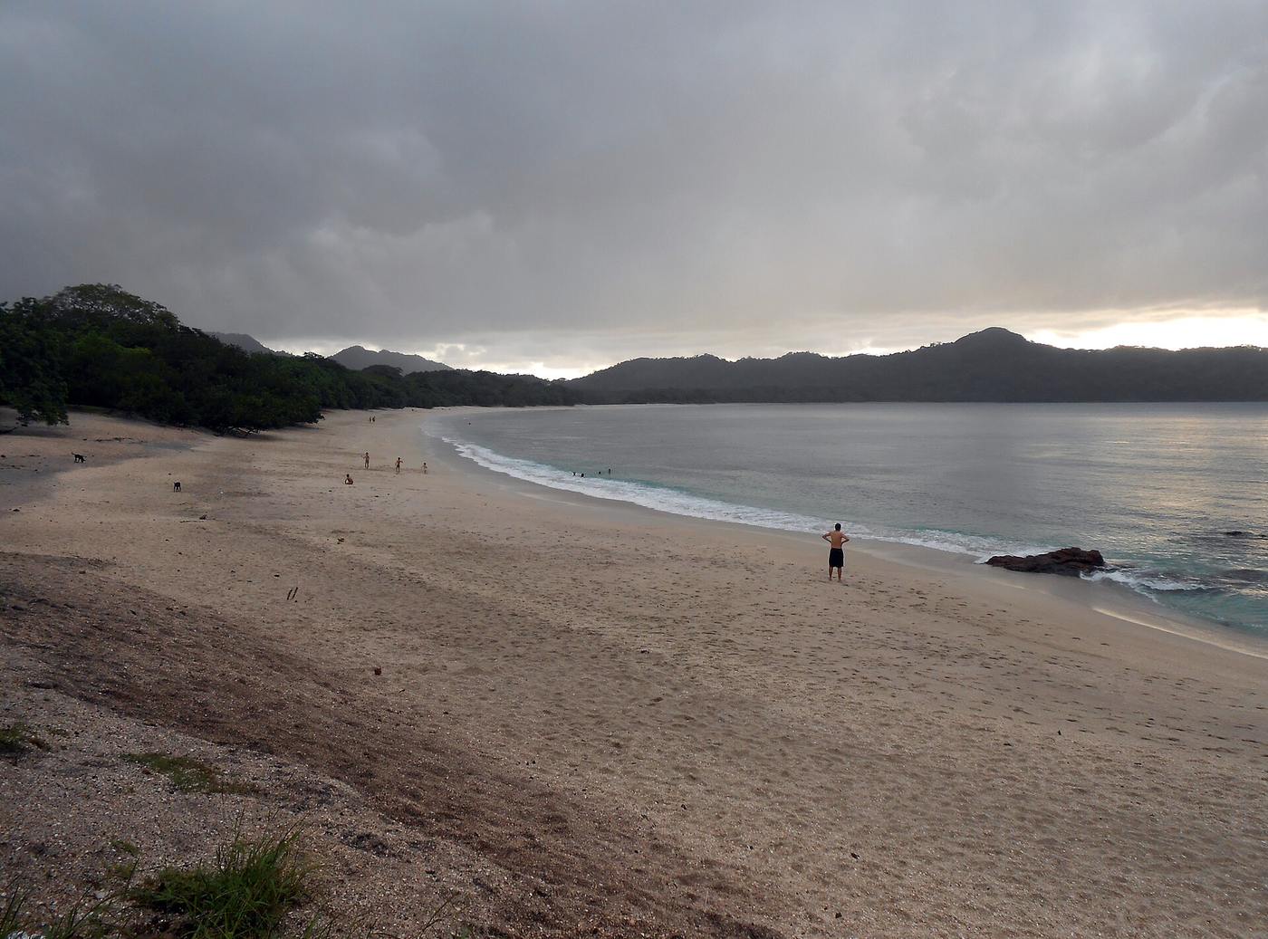 Crushed white shell sand and clear turquoise water at Playa Conchal, Guanacaste