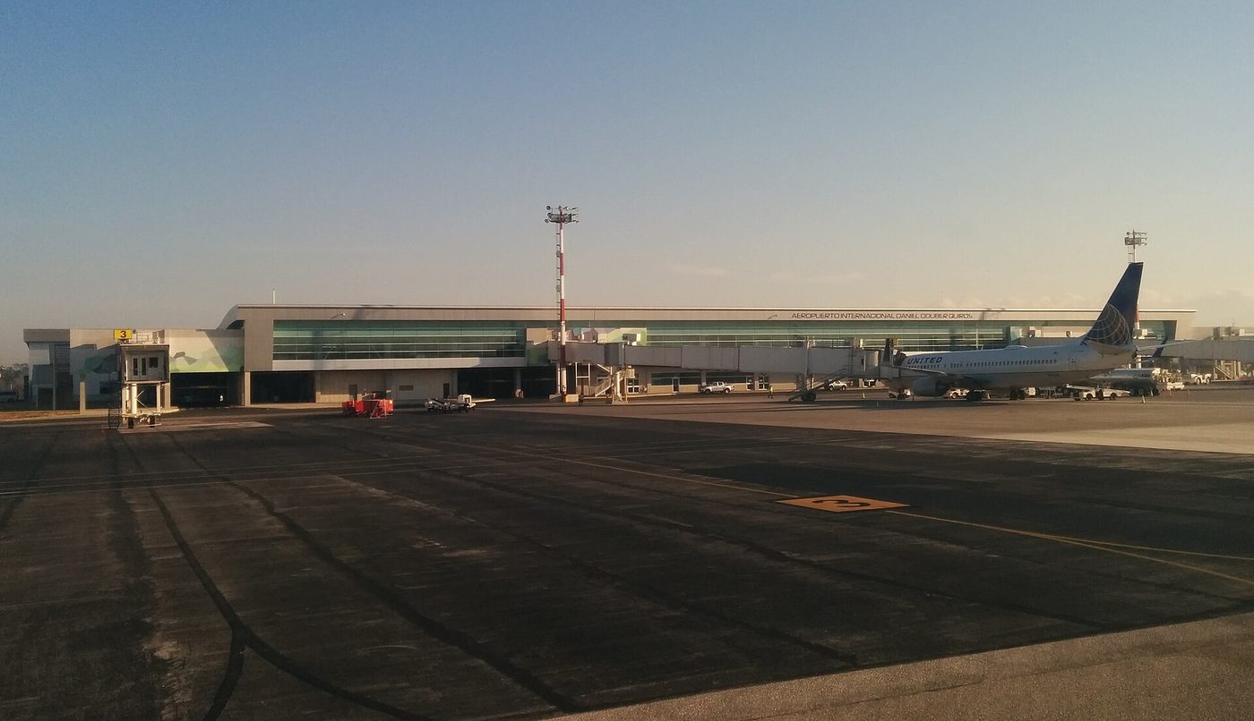 Airliner parked at the Daniel Oduber international terminal in Liberia, Guanacaste