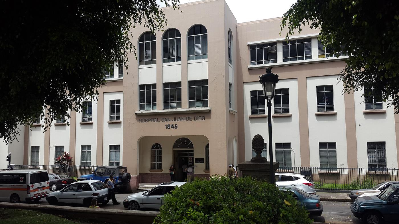 Front entrance of Hospital San Juan de Dios public hospital in San Jose, Costa Rica