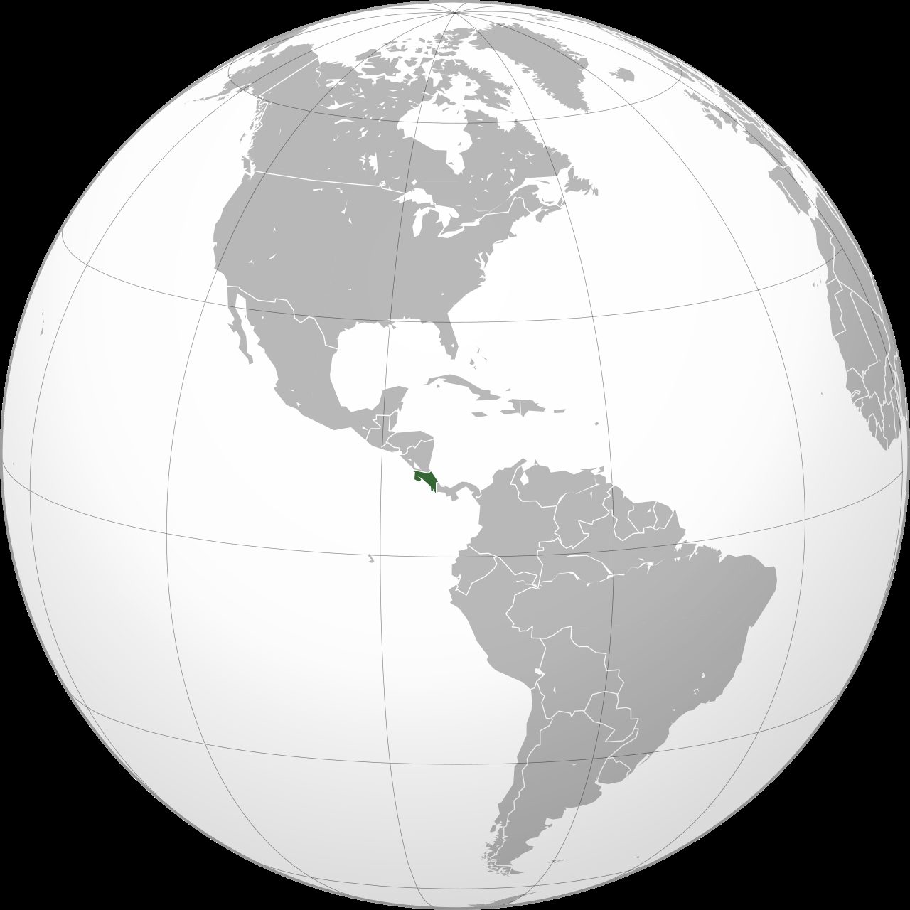 Globe map highlighting Costa Rica's location in Central America