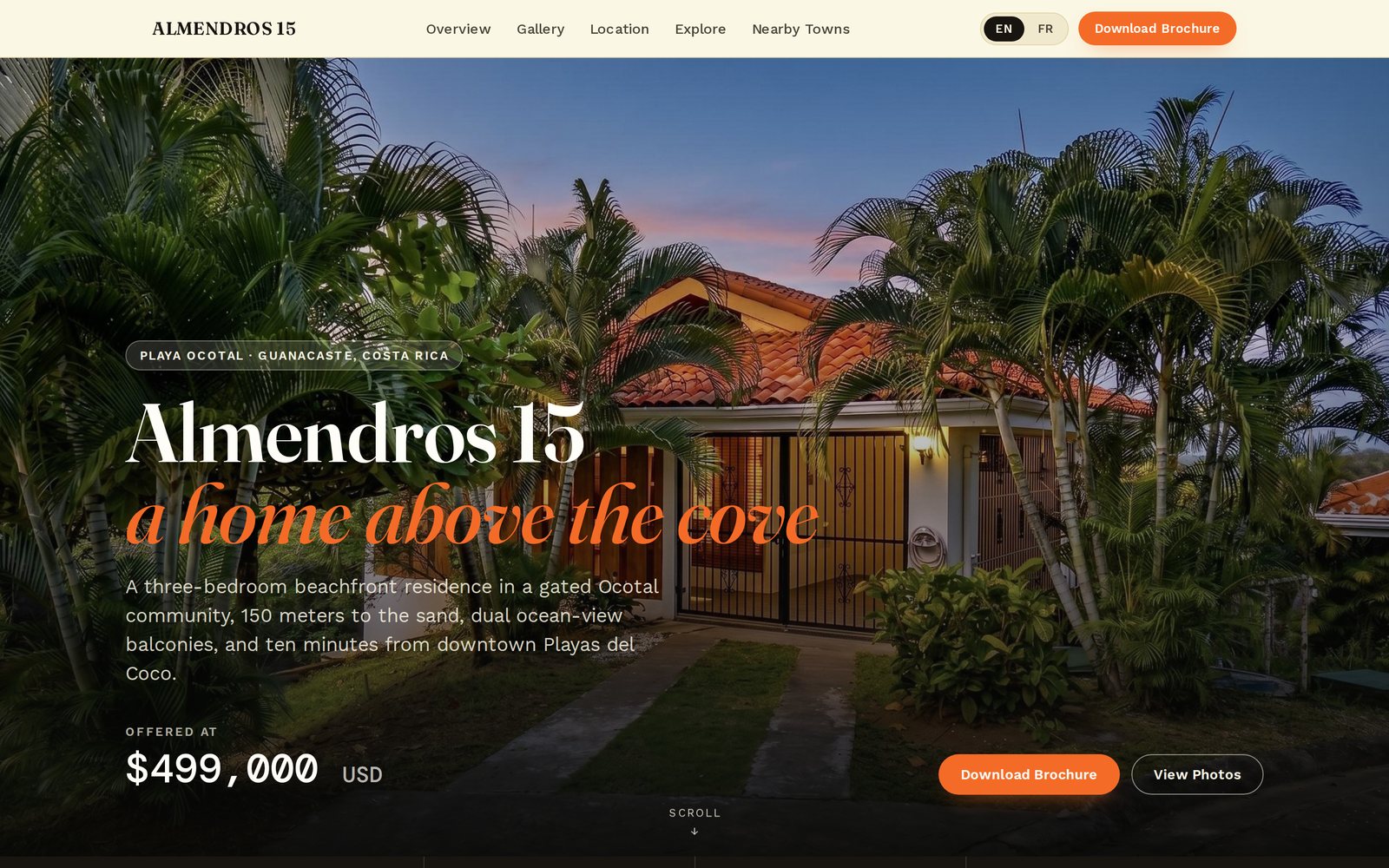 A dedicated listing website built for a single property in Playa Ocotal
